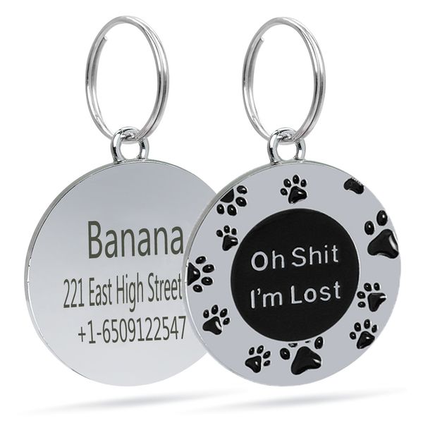 

funny personalized dog id tag stainless steel engraved pet name tags collar customized name and phone