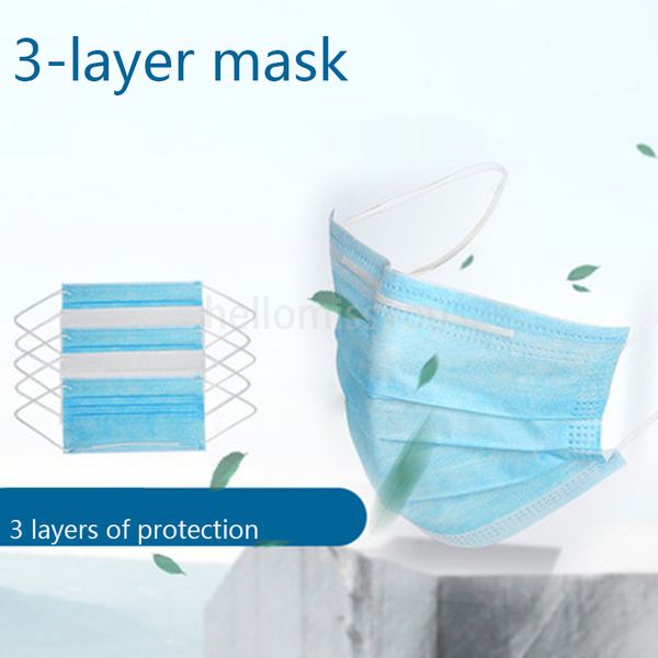 

50 шт лицо рот маска meltblown ткань пылезащитный одноразовый рот маска 95% эффективная фильтрация как kn95 3 слоя