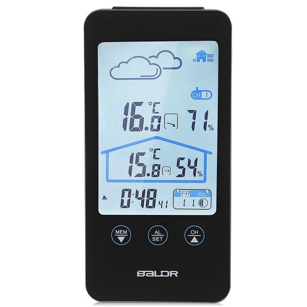 BALDR sem fio termômetro higrômetro Touch Screen relógio estação meteorológica com previsão de ícones