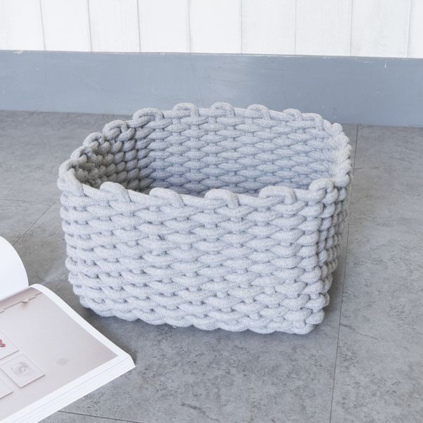 

hand-woven cotton rope storage basket show debris storage basket practical gray