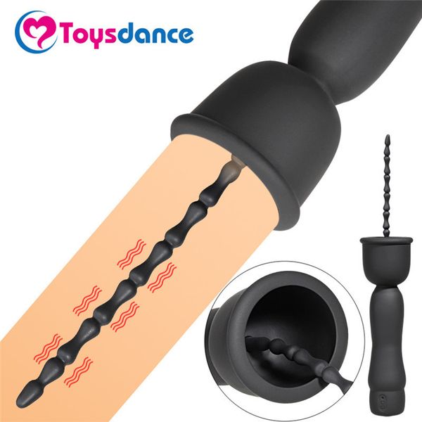 Toysdance Uretra Vibrador Para Homens Pure Silicone Vibrando Penis Plug Vibes Sons para Homens Homens Gay Sexo Brinquedo Prostato Massager Y190711