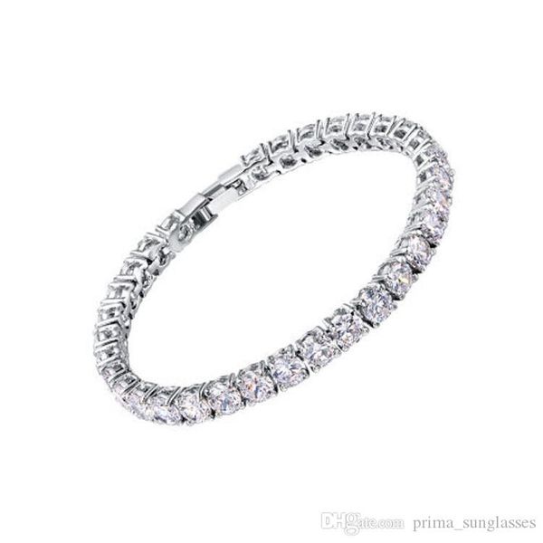 

2018 zircons bridesmaids luxury cz crystal jewelry brilliant 6mm big round cut cubic zircon tennis bracelet for women, Golden;silver