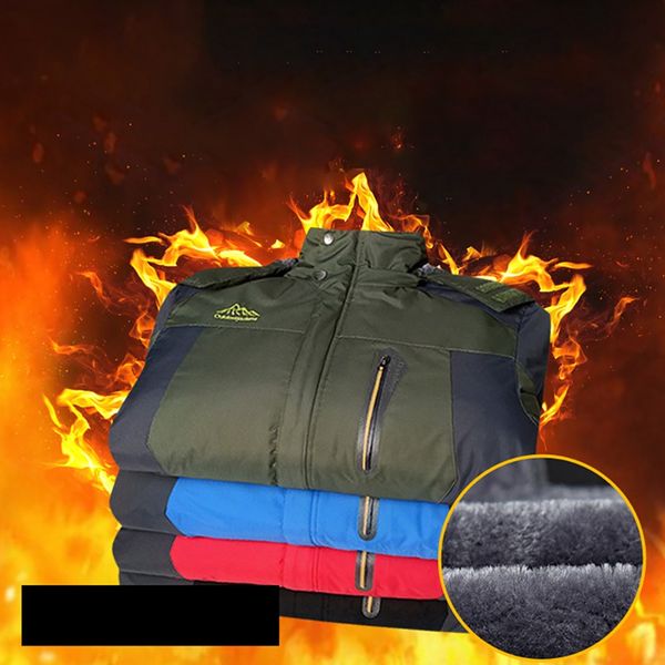 

hunting jacket warm hooded detachable waterproof windproof thermal climbing coat outwear outdoor sportswear, Blue;black