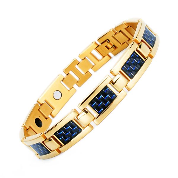 

link, chain men's magnetic wristband health hematite bracelet carbon fiber power stone card bracelets bangles men gift jewelry, Black