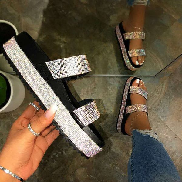 

women shoes glitter luxury golden platform woman party sandals ladies wedges comfortable big size 42/43 c13, Black