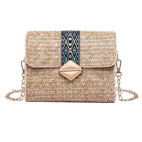 

women summer beach weave embroidery chain small crossbody shoulder straw bag