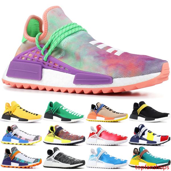 

pw human race hu trail x men running shoes pharrell williams nerd black white cream tie dye sun glow womens trainers sports sneakers
