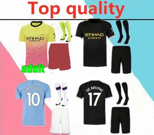 

2019 2020 manchester soccer jersey full kits 2019 2020 celebration mashup kits kun aguero de bruyne city football shirt kits, Black