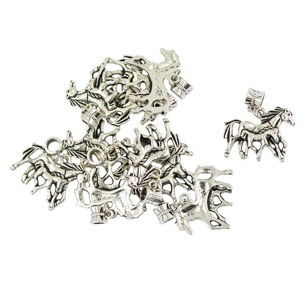 

10 pieces tibetan silver mother & horse charms fit european bracelet, Black