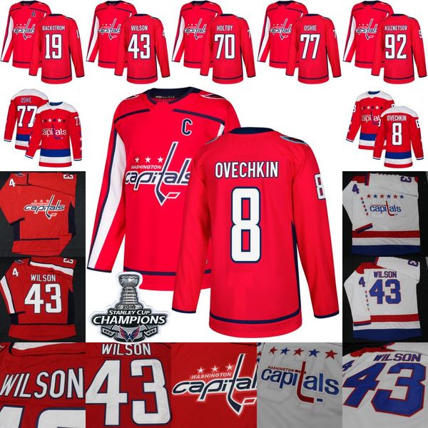 

Alex Ovechkin Jersey Evgeny Kuznetsov T.J. Oshie Braden Holtby Nicklas Backstrom Tom Wilson Men Women Youth Hockey Jerseys Red White BLANK
