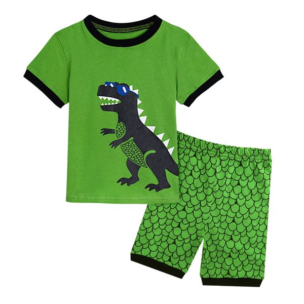 

kids boys dinosaur soccer basketball baseball pyjamas set toddler football pajamas child t shirt short pant casual sleepwear, Blue;red