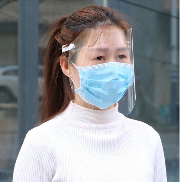 Universal Face Shield Anti-Fog-Schutzmaske HD Transparent Kinder Kind Erwachsene Vollgesichtsöl-Spritzwassergeschützter Staubschutz Sichere Masken DHL