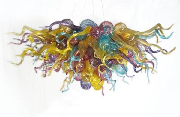 

villa hand blown glass chandelier light multi colored glass pendant lamp for house decoration with led bulbs
