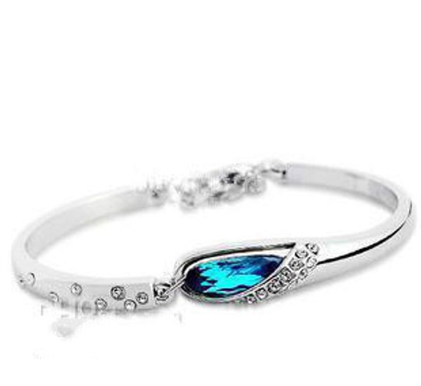 

новый список красивые моды твердого серебра очарование swarovski elements браслет кристалл милый подарок довольно праздник бесплатная достав, Black
