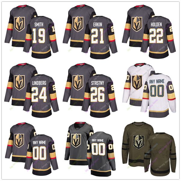 

Reilly Smith Cody Eakin Nick Holden Oscar Lindberg Jersey 2019 Vegas Golden Knights Home Away New Third Women Youth Salute to Service Winter