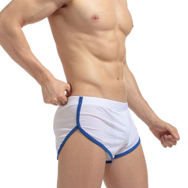 

men breathable mesh boxers underpants solid color shorts homewear, White;black