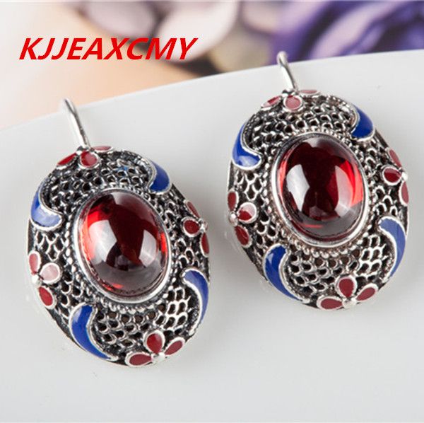 

kjjeaxcmy thailand and the pure manual s925 pure silver thai silver agate garnet female money eardrop restoring ancient ways, Golden;silver