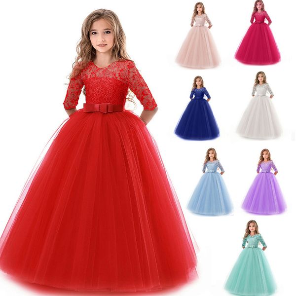 

день благодарения дети на зиму рождество элегантный длинный принцесса свадьба и одежда вечернее платье маленькие девочки платья платье, Red;yellow