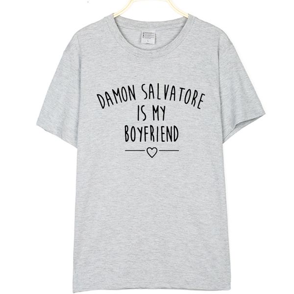 

boyfriend cotton damon salvatoreis my letter printed t-shirt, White;black