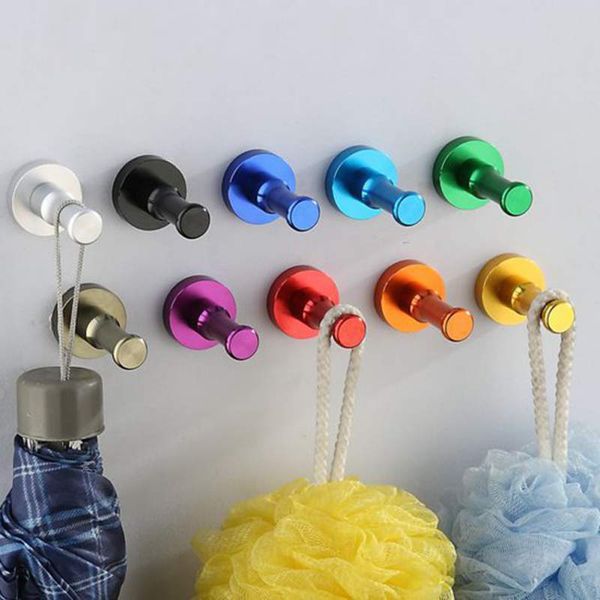 

aluminum single hooks wall mount color clothes hat coat hanger bathroom towel rack