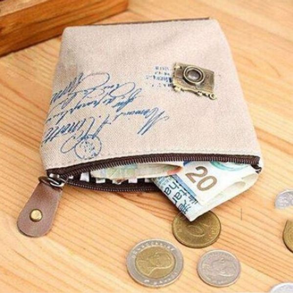 

designer- ladies retro paris canvas small zip change coin purse key car pouch little money bag girl's mini coin wallet, Red;black