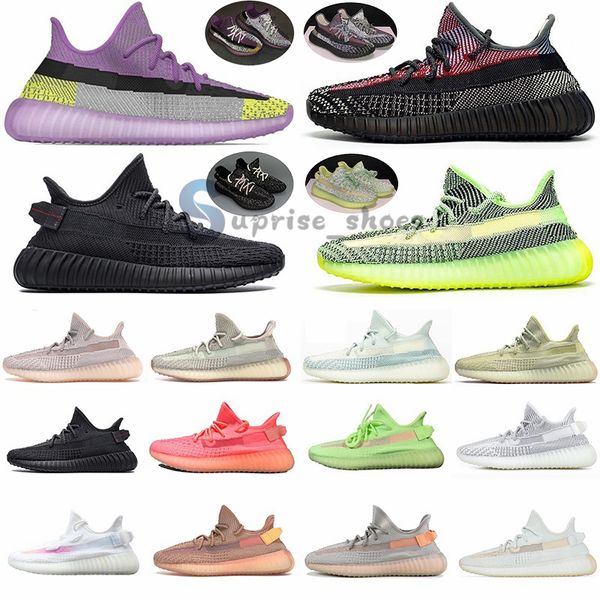 

big size 13 kanye west yecheil yeehu black reflective sneakers with box running shoes luminous green citrin clay women mens trainers 36-48