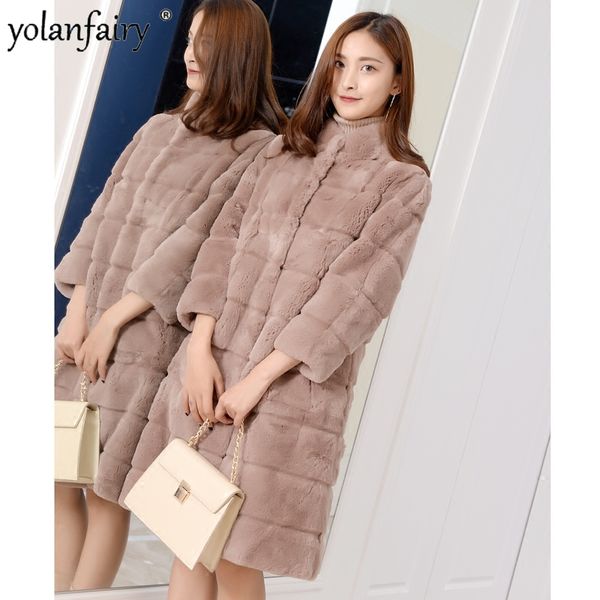 

women's fur & faux real coat women clothes 2021 autumn winter natural jacket long overcoat casaco feminino inverno pt7101101 kj4996, Black