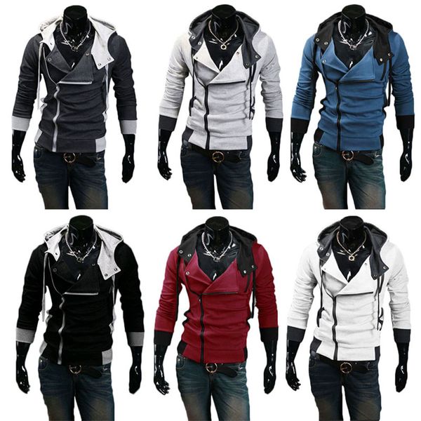 

men zip up hooded sweatshirt slim fit autumn coat warm outwear hd88, Black;brown