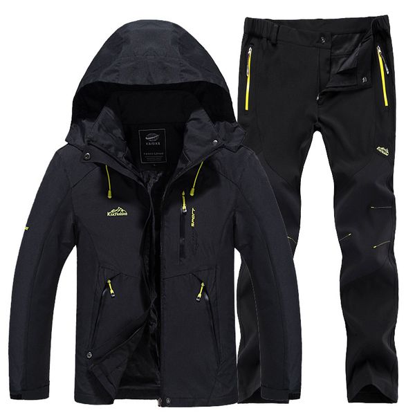 

outdoor hiking jacket & hiking pants men's spring autumn single layer thin coat fishing hunting mountaineering sports tracksuit, Blue;black
