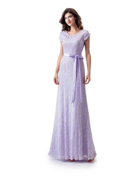 Trompete lilás longo modesto rendas vestido de baile com mangas simples e elegante nova chegada mulheres formal modesto vestido de noite