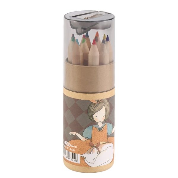 

12 different colors pencil set with sharpener portable painting pencils for kids durable office school supplies