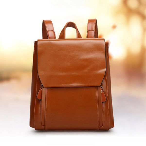 

fashion simple women's backpack solid color soft leather backpack college campus bag student bag retro college bagdropship y502