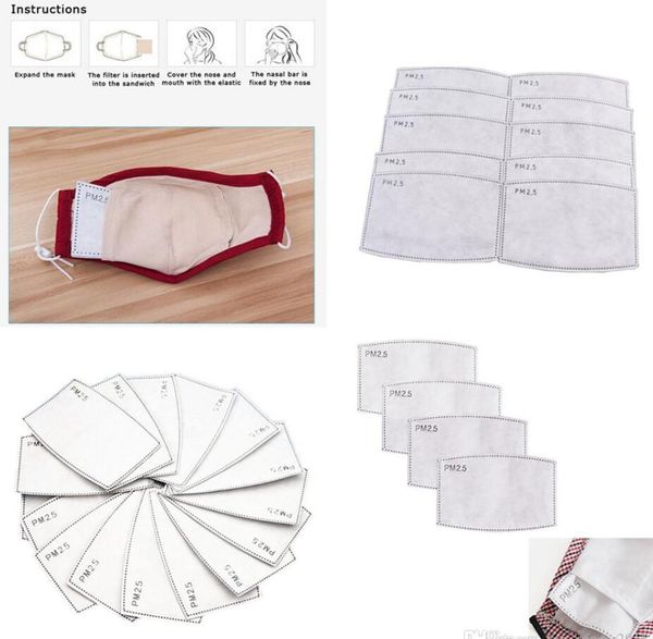 

US Stock 5-layer Activated Filter PM2.5 Reusable Protective Masks Anti Haze Dustproof Replaceable Filters Activate Carbon Mask FY7012