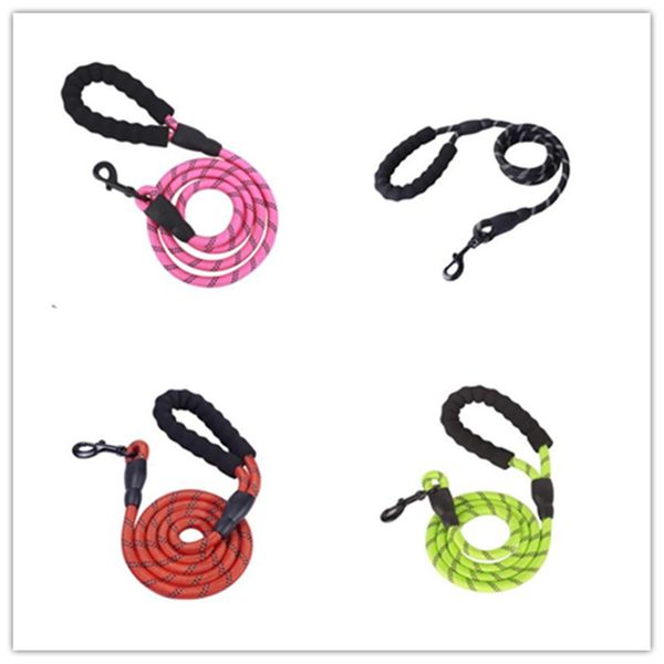 

rope leash with comfortable padded handle and reflective threads, heavy duty braided leash for small medium large dogs lxl949q