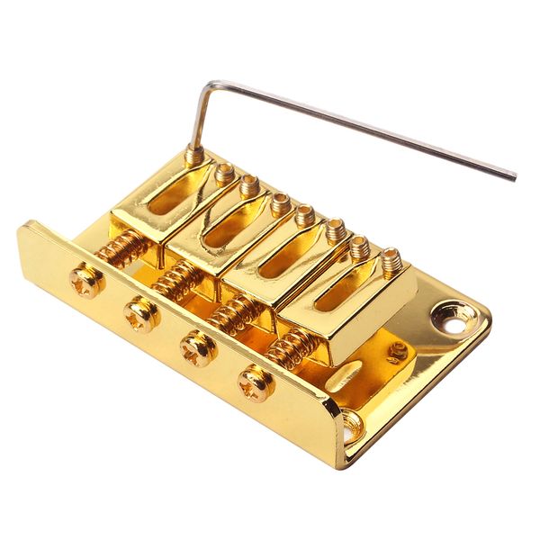 

1 set 4 string bridge with mount screws wrench for cigar box guitar ukulele, golden