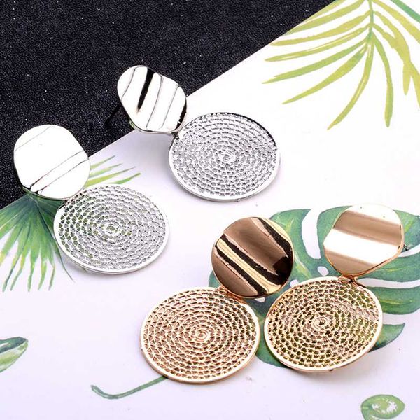 

sequined mesh disc stud earrings temperament earrings trendy fashion exquisite female ornament, Golden;silver