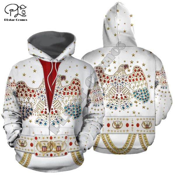 

plstar cosmos super star singer elvis jumpsuit 3d hoodie men women fashion hooded sweatshirt long sleeve pullover hip popstyle, Black