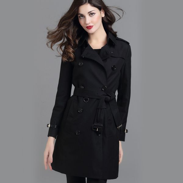 

Hot Sales! women classic fashion british middle long trench coat/high quality brand designer England trench for women size S-XXL 4 colors