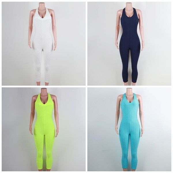 

sports fitness yoga rompers sleeveless female one pieces clothing honeycomb pattern skinny jumpsuits for female clothes 39mg e19, White;red