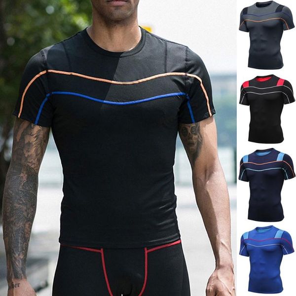 

мужская спортивная одежда фитнес быстросохнущие мужские беговые футболки с длинным рукавом спортивные эластичные дышащие футболки фитнес-тре, Black;blue