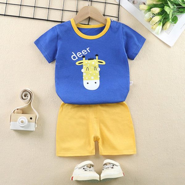 

children's short sleeve suit cotton two-piece t-shirt for boys and girls home clothes t-shirt home clothes
