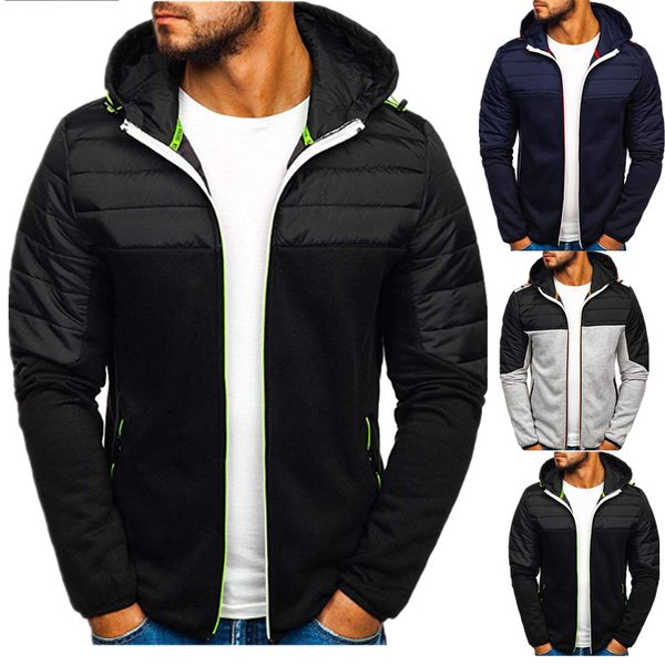 

2019 new winter casual jackets cotton hooded sweatshirts zipper hoodies man clothing brand slim mens coats large size m-3xl, Black;red