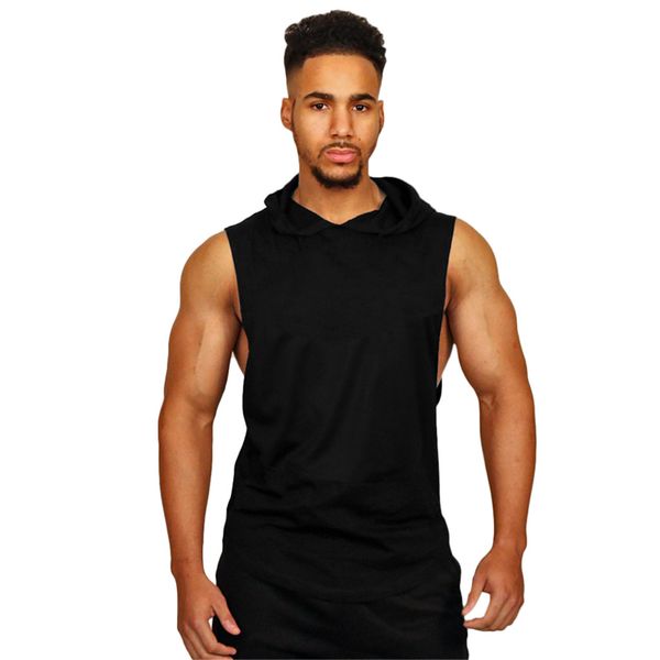 

2019 new running breathtable fitness men summer new fashion solid sleeveless fitt sports blouse casual shirts outdoor #727, Black;blue