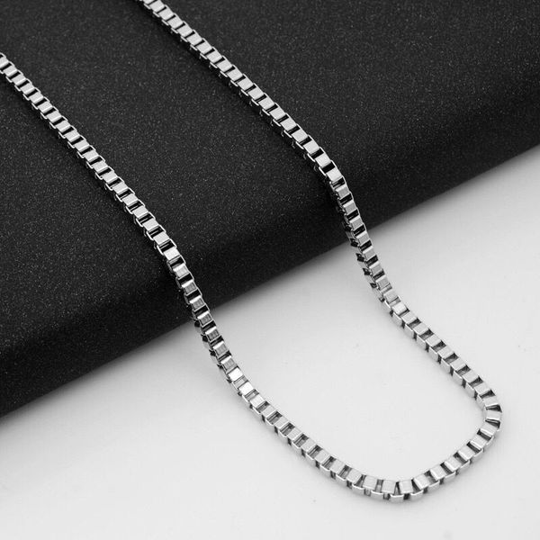 

wholesale jewelry -- (3pcs/lot) 50/60/70/80 cm x 3 mm titanium steel white box chain necklaces for men fashion jewlery hip hop, Silver