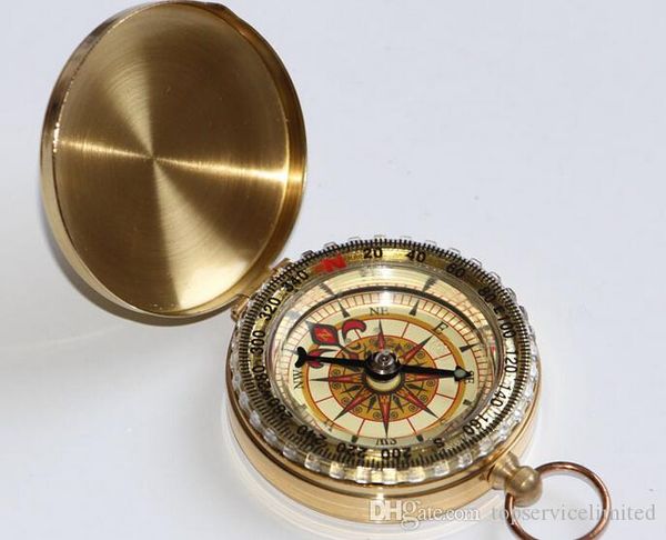 

outdoor sports camping hiking portable brass pocket golden multifunction fluorescence compass navigation