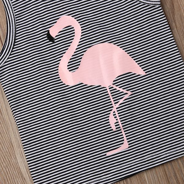 

summer striped clothes toddler infant baby girl boy flamingo vest baby tshirt wholesale 2019 new, White