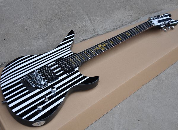 

black unusual shaped electric guitar with floyd rose,rosewood fretboard with bat inlay,can be customized as request