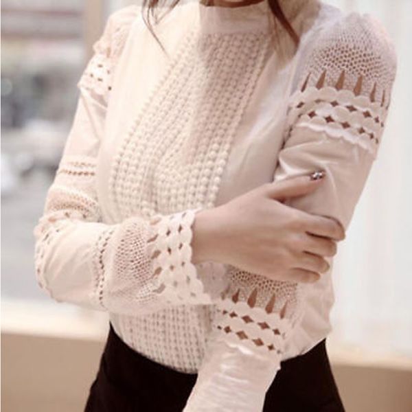 

new style in autumn 2017 fashion women ladies solid hole loose casual cotton long sleeve t shirt tee shirt, White