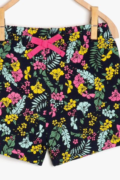 

koton kids navy blue baby girl floral shorts, White;black