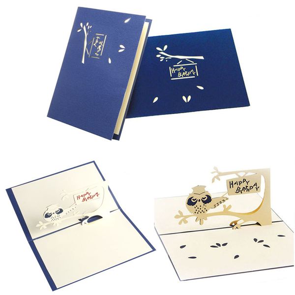 

3d up card owl symbol wisdom happy birthday thank you children day christmas h55e